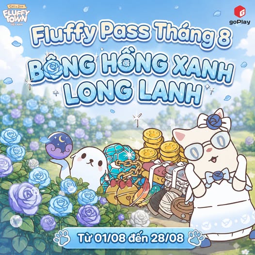 FLUFFY PASS THÁNG 8: BÔNG HỒNG XANH LONG LANH
